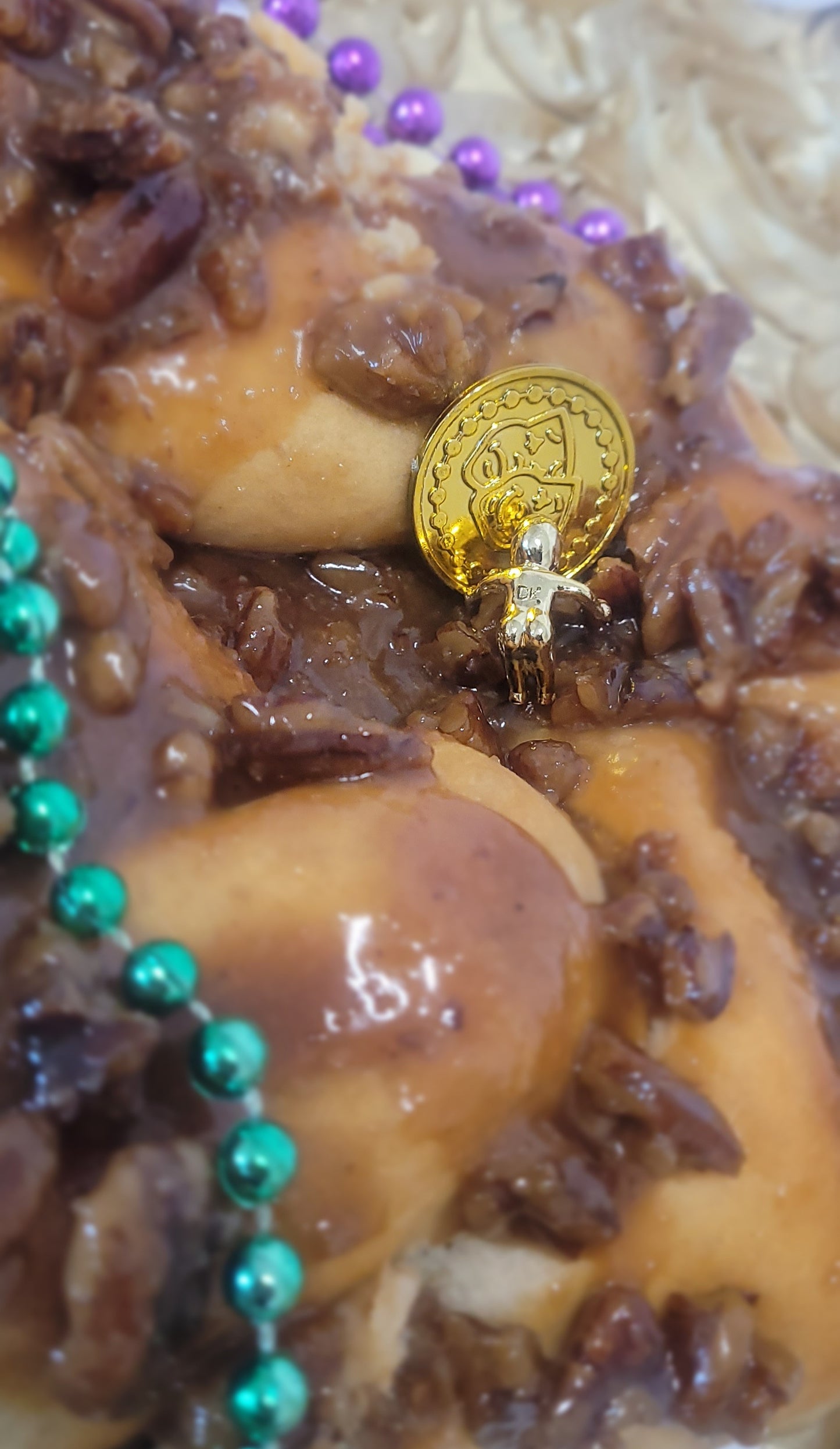 Pecan Whiskey Praline King Cake